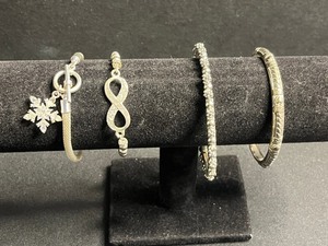 Bracelets (Lot of 4) - Snowflake Charm, Infinity Symbol, Pav Diamond Band, Engraved Bangles