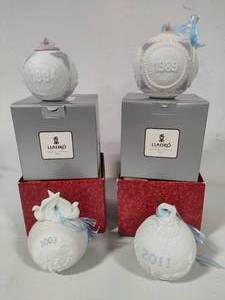 Lladro Holiday Sphere Ornaments (1989, 1994, 2003 & 2011)