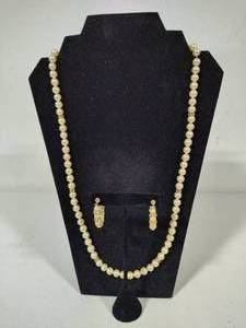 120 14K GF Pearl Necklace & Matching Earrings