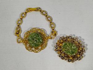 Jade Chip Bracelet & Brooch