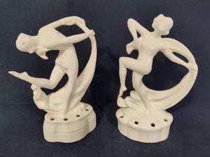 Art Deco Porcelian Scarf Dancer Flower Frogs