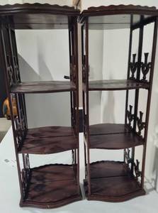 Butler Three-Tier Mirror Back Wood Shelves