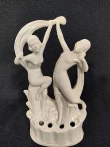 Art Deco Porcelian Scarf Dancers Flower Frog