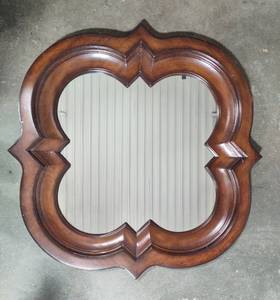 Large Unique Shaped Wood Wall Mirror