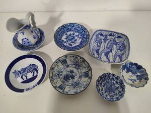 Blue & White Porcelain Trinket Dishes & Misc