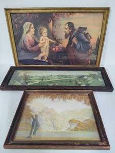 Three Antique Framed Art Pieces - See Description
