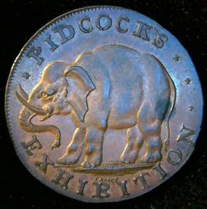 Scarce AU/AU+ 1790s Halfpenny Conder Token, Middlesex Pidcock's Exhibition, KM# 422
