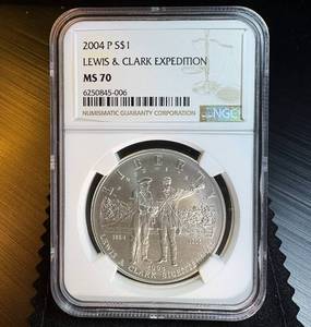 MS 70 2004-P Lewis & Clark Expedition Commemorative Dollar, Mint Fresh