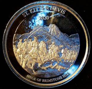 Proof-Like 2020 St. KittsNevis Silver $2 Siege of Brimstone Hill, KM# 11, 1oz .999