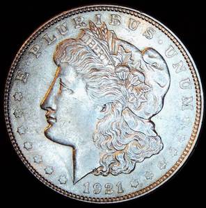 AU 1921-D Morgan Dollar VAM-1B1 Capped R Hot 50, Unaltered Surfaces wDecent Luster