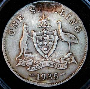 Error Coin, 1935 Silver Australia 1 Shilling, Planchet Malformation
