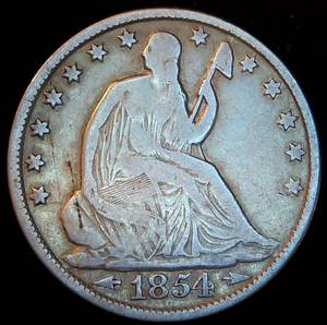 1854-O Seated Liberty Half Dollar, Unaltered Patina, FF