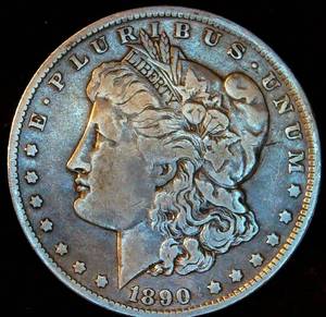 1890-O Morgan Silver Dollar, VF
