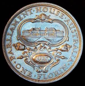 XFAU 1927 Australia Silver 1 Florin, Opening of Canberra KM# 31