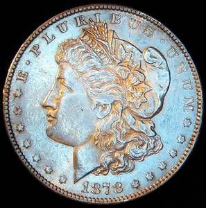AU 187879 Reverse Morgan Silver Dollar, Unaltered Surfaces wPartial Luster