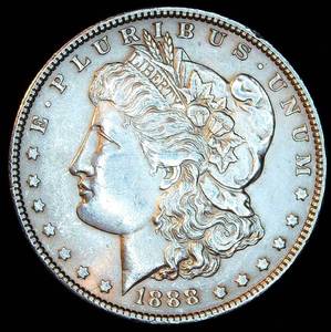 AUAU 1888-P Morgan Silver Dollar, Unaltered wSlightly Muted Luster