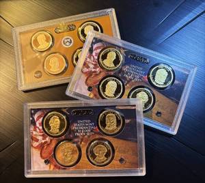 (3) Sets of Proof Presidential Dollars in Sealed Displays, No Duplicates