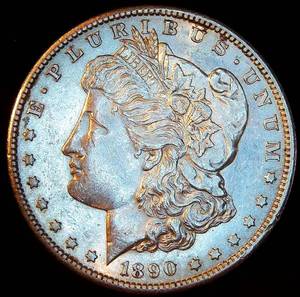 AU 1890-S Morgan Silver Dollar, Partial Luster