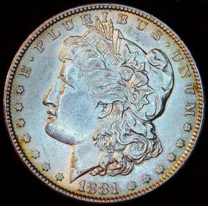 AU 1881-P Morgan Silver Dollar, possibly dipped