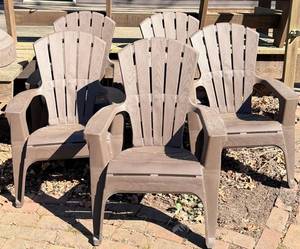 Plastic Outdoor Stackable Chairs - 5-Pack, Brown