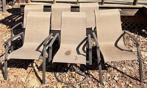Garden Oasis Living Outdoors Five Patio Chairs &amp One Swivel Chair- Beige Woven Fabric, Black Metal Frames