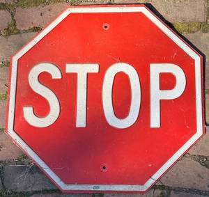 Vintage Stop Sign 24x24 - Red Octagonal & White STOP Letters