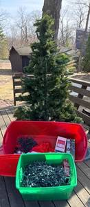 7 ft Artificial Christmas Tree with Stand & LED Light Sets & Holiday Decor