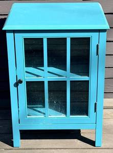 Blue Display Cabinet with Tempered Glass