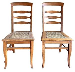 Ladder-Back Dining Chairs & Caned Seats - Pair matches Lot 35A