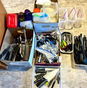 Kitchen Utensil Collection - Assorted Knives, Graters, Scissors & Tools