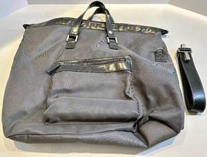 Giorgio Armani Paris Tote Bag - Gray Nylon with Leather Trim - Removable Shoulder Strap