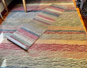 Area Rug - Multicolor Stripe Pattern - Modern Home Decor Accent with matching Runner