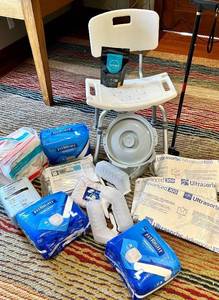 Shower Chair with Backrest, White Bath Safety Seat & Incontinence Supplies