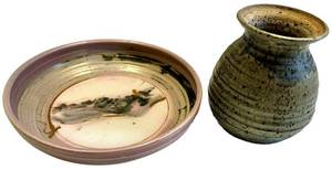 Signed Hand Made Pottery Bowl and Vase
