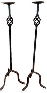Wrought Iron Candle Holders 35 Inches Tall (Lot of 2)