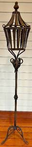 Antique Wrought Iron Lantern Post & Garden Light Fixture
