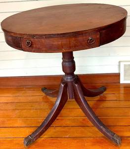 Round Pedestal Table with Drawer - 28-Inch Diameter, 27-Inch High