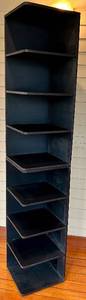 Tall Narrow Corner Shelf Cabinet 12 x 12 x 64 in - Black Floor Display Unit