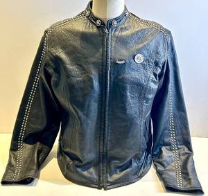 Harley-Davidson Leather Studded Jacket with Winged Back Patch & Zipper Pockets