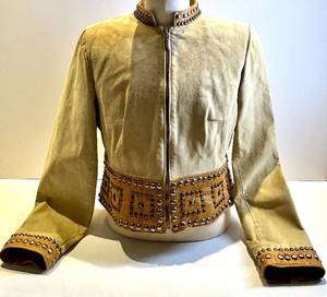 Double D Ranch Leather Studded Jacket & Wide Studded Belt - Yokum, Texas