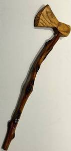 Hatchet - 17-Inch Hand-Carved Wooden Head & Rustic Handle