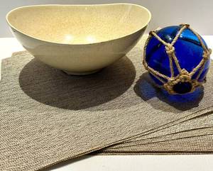 Red Wing Speckled Bowl - Blue Glass Fishing Globe with Placemats