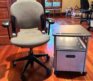 Office Chair & Rolling Storage Cart - Ergonomic Desk Set