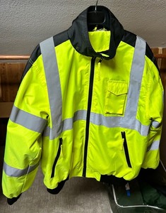 Hi-Visibility Safety Jacket Neon Yellow with Reflective Strips & Chest Pocket