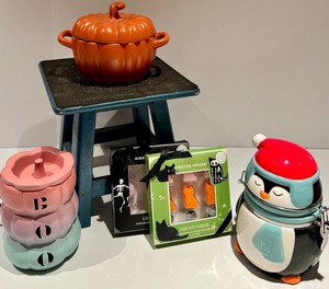 Crofton Penguin Canister &amp Pumpkin Jar with Lid - Wax Melts &amp Candle Holder