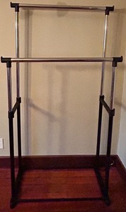 Clothing Rack - Free-Standing Double Bar, Chrome & Black Finish