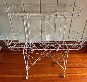 Vintage Wire Plant Stand with 2-Tiers