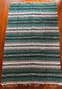 Serape Throw Rug  Blanket - 75x48 in - Mexican Stripe Textile
