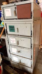 Vintage 5-Drawer Steel Storage Cabinet with Top Compartments
