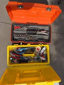 Assorted Drill Bits & Electrical Hardware Tool Boxes